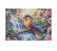 Guacamayo en la Cascada Rompecabezas 300 Piezas Cartón Resistente para Toda La Familia Actividades Grupales Relajación Concentración Regalo Aniversario 300 PCS