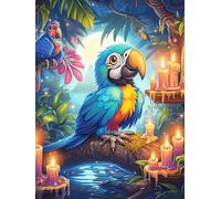 Guacamayo en un Jardín de Flores Tropicales Rompecabezas 500 Piezas Cartón Para Adultos Mascota de Vida Silvestre Estimulación Cognitiva Mejora Coordinación Ojo-Mano Actividad Compartir Familia 500 PC