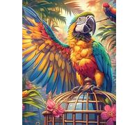 Guacamayo en una Jaula Rompecabezas 300 Piezas Cartón Resistente para Mayores Planta de Vida Silvestre Desarrollo Lógica Entretenimiento Toda La Familia Decoración Salón Reyes Magos 300 PCS