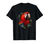 Guacamayo Escarlata con Hojas de Jade Loro Art Camiseta