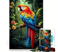 Guacamayo Escarlata en la Jungla para Adultos, Rompecabezas de 1000 Piezas, Juguete para ejercitar la Mente, diversión Familiar, Corte de precisión, Regalo Encantador (38x52cm)