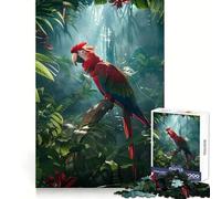Guacamayo Escarlata en la Selva, Rompecabezas de 1000 Piezas para Adolescentes, Juguete Intelectual, Tiempo en Familia, Corte de Calidad, (38x52cm)