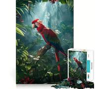 Guacamayo Escarlata en la Selva, Rompecabezas de 1000 Piezas para Adolescentes, Juguete Intelectual, Tiempo en Familia, Corte de Calidad, (38x52cm)