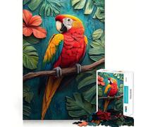 Guacamayo Escarlata en Paraíso Tropical Rompecabezas de 1000 Piezas para Adultos Think Smart Toy Together Divertido Corte preciso Exhibición artística (50x75cm)