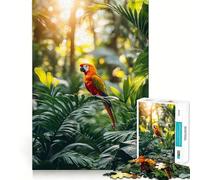 Guacamayo Escarlata en un exuberante Entorno selvático Rompecabezas para Adolescentes de 1000 Piezas Wise Think Toy Leisure Fun Clear Cut Wall Art Decor (50x75cm)