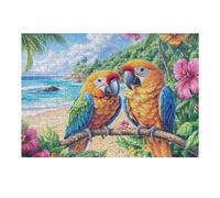 Guacamayos Puzzle 300 Piezas Relajante Premium Shore Palm Flora Rompecabezas para Hombres Y Mujeres Estera Portátil 3D Decoración Hogar Duradera 300 PCS