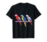 Guacamayos y Loro Gris Africano pájaro exótico ilustración Camiseta