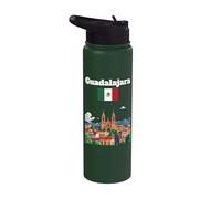 Guadalajara ciudad recuerdo viaje México bandera mexicana Stainless Steel Insulated Water Bottle