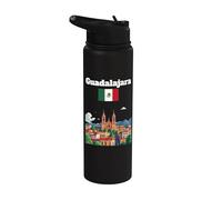 Guadalajara ciudad recuerdo viaje México bandera mexicana Stainless Steel Insulated Water Bottle