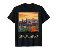 Guadalajara México Vintage Retro Skyline Travel Design Camiseta