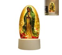 Guadalupe - Lámpara de oración virgen, lámpara religiosa alimentada por USB con brillo cálido, luz nocturna de oración María, lámparas de mesa católicas LED para mujeres religiosas, mamá, decoración
