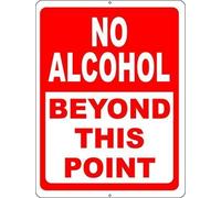 Guadalupe Ross Letrero de metal con texto en inglés "New No Alcohol Beyond This Point", evita que los clientes entren o salgan con bebidas alcohólicas, letrero de metal para decoración de pared, 30,5