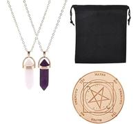 Guador Star Pendulum Board, con cristal rosa y amatista Collar de péndulo de radiestesia, tablero de mensajes metafísicos de adivinación de radiestesia Witchcraft Kit de suministros de altar Wiccan,