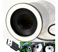 Gua'ge - Anillo de luz LED macro de calibre 43 mm para fotografía macro, brillo de 7 W, 3 temperaturas de color para objetivo de cámara DSLR, incluye anillo adaptador, conector USB, fuente de