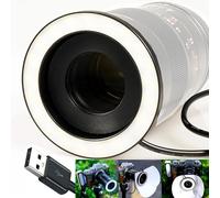 Gua'ge - Anillo de luz LED macro de calibre 55 mm para fotografía macro, brillo de 7 W, 3 temperaturas de color para objetivo de cámara DSLR, incluye anillo adaptador, conector USB, fuente de