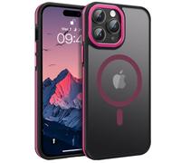 GUAGUA Funda magnética para iPhone 14 Pro Max, funda iPhone 14 Pro Max compatible con MagSafe, Opoco protectora funda fina antiarañazos con cristal translúcido a prueba de golpes de 6,7 pulgadas, rosa