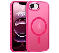 GUAGUA Funda magnética para iPhone 16e 2025 [compatible con MagSafe] [protección de grado militar] Parte trasera translúcida mate delgada a prueba de golpes y arañazos, color rosa intenso