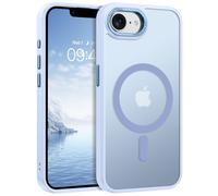 GUAGUA Funda magnética para iPhone 16e, compatible con carga inalámbrica, funda antigolpes antigolpes de teléfono fina esmerilada translúcida oscura anticaída protectora para iPhone 16e, azul