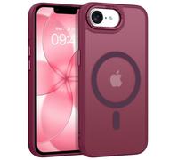 GUAGUA Funda magnética para iPhone 17e [compatible con MagSafe] [protección contra caídas de grado militar] parte trasera translúcida mate delgada a prueba de golpes para iPhone 17e, color rojo vino