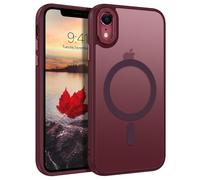 GUAGUA Funda magnética para iPhone XR, compatible con MagSafe, funda antigolpes de teléfono esmerilada translúcida oscura anticaída Hard PC TPU suave protectora case para iPhone XR, vino rojo