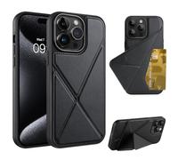 GUAGUA Funda para iPhone 14 Pro Max, Con Soporte Cartera RFID Bloqueo Tarjeta Ranura 2 en 1 Interior TPU Antigolpes Funda de Piel, Negro
