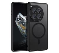 GUAGUA Matt Handyhülle für OnePlus 12 Hülle [Kompatibel mit MagSafe] Stoßfest Magnetisch Rückseite Dünn Hülle Durchscheinende Schutzhülle Cover Case für OnePlus 12 (6.82") Schwarz