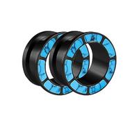 Gualiy 2 tapones de calibre de acero inoxidable, expansores de túnel con rosca trasera turquesa de 8 a 25 mm, para mujeres y hombres, color negro, 12mm, Acero inoxidable, Sin piedra preciosa