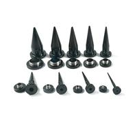 Gualiy 9 aretes de calibre de acero inoxidable, túneles de carne de varios tamaños, tapones de 2 a 10 mm, para mujeres y hombres, color negro