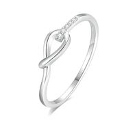 Gualiy Alianza de boda de oro blanco para mujer, anillo de compromiso hueco apilable con diamantes redondos de 9K/14K/18K para mujer, talla H 1/2-V 1/2