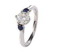 Gualiy Alianza de boda de oro blanco para mujer, anillos de compromiso de moissanita redonda simple de 9K/14K/18K, Oro blanco de 9 quilates, Moissanita