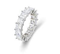 Gualiy Alianzas de boda para mujer, oro blanco, 9K/14K/18K, anillo de compromiso de eternidad, talla H 1/2-V 1/2, R 1/2, Oro blanco de 18 quilates, Moissanita No es una piedra preciosa