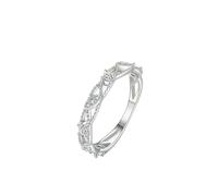 Gualiy Alianzas de boda para mujer, oro blanco de 9 quilates, 14 quilates, 18 quilates, anillos de compromiso con hojas huecas con moissanita, anillos de compromiso de tamaño H 1/2-V 1/2, P 1/2, Oro
