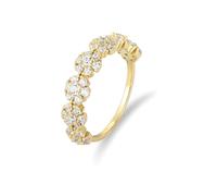 Gualiy Anillo de boda de oro amarillo, anillo de compromiso de flores de 9 K/14 K/18 K con moissanita para mujer, talla H 1/2-V 1/2, N 1/2, Oro amarillo de 14 quilates, Moissanita No es una piedra