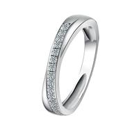 Gualiy Anillo de boda de oro blanco, 9/14/18 quilates con anillos de compromiso redondos de moissanita para mujer, Oro blanco de 18 quilates, Moissanita