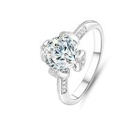 Gualiy Anillo de compromiso de oro blanco de 9K/14K/18K, anillo de promesa con moissanita redonda de 2 quilates, anillos de aniversario de boda para mujer, talla H 1/2-V 1/2, R 1/2, Oro blanco de 9
