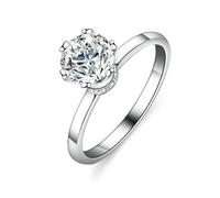 Gualiy Anillo de compromiso de oro blanco de 9K/14K/18K, anillos de boda, elegantes anillos de aniversario de moissanita de forma redonda de 6 puntas, 1 quilate, para mujer, talla H 1/2-V 1/2, J 1/2