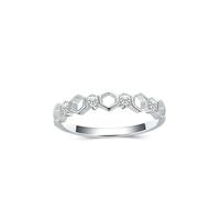 Gualiy Anillo de oro blanco, 9K/14K/18K, anillos de promesa hexagonal hueco con moissanita, anillo de boda para mujer, talla H 1/2-V 1/2, V 1/2, Oro blanco de 18 quilates, Moissanita