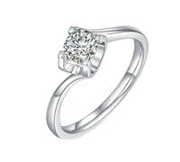 Gualiy Anillo de oro blanco de 9/14/18 quilates para mujer, con moissanita redonda de 0,5 quilates, anillos de compromiso, Oro blanco de 14 quilates, Moissanita