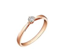 Gualiy Anillo de oro rosa de 14 quilates para mujer con diamante redondo de 0,13/0,18 quilates, anillo de boda de aniversario, talla 4-11, N 1/2, Oro rosa de 18 quilates, Diamante
