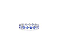 Gualiy Anillo para mujer de oro blanco de 9 quilates, 14 y 18 quilates con zafiro colorido cuadrado de 1 quilate, anillo de boda, anillo de aniversario, talla 4-11, Q 1/2, Oro blanco de 18 quilates