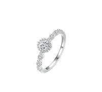 Gualiy Anillo para mujer de oro blanco de 9K/14K/18K, anillos de boda con forma redonda, anillos de aniversario de moissanita, tamaño H 1/2-V 1/2, H 1/2, Oro blanco de 18 quilates, Moissanita