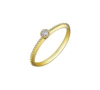Gualiy Anillos de boda de oro amarillo de 14 quilates para mujer con diamante de forma redonda de 0,05/0,1/0,15 quilates, talla 4-11, V 1/2, Oro amarillo de 18 quilates, Diamante