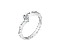 Gualiy Anillos de boda para mujer de oro blanco de 14 quilates con diamante redondo de 0,2 quilates, anillos de compromiso, talla H 1/2-V 1/2, Q 1/2, Platino, Diamante