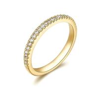 Gualiy Anillos de compromiso de oro blanco de 9K/14K/18K para mujer, anillo de compromiso de media eternidad con diamante, talla H 1/2-V 1/2, T 1/2, Oro amarillo de 14 quilates, Diamante No es una