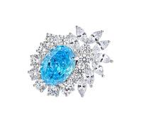 Gualiy Anillos de compromiso de oro blanco para mujer, anillo de promesa de flor de promesa de 9K/14K/18K con múltiples piedras preciosas ovaladas de 3 quilates, anillo de boda para novia, tamaño H 1