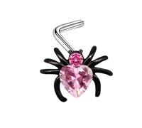 Gualiy Anillos de nariz para mujer, acero inoxidable, 20 g, plata, araña, corazón, circonita cúbica, tragus, cartílago, labio, piercing para hombres, 0.8x7mm, Acero inoxidable, Circonita cúbica