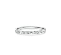 Gualiy Anillos de oro blanco de 9 quilates, 14 quilates y 18 quilates para mujer, diseño trenzado con diamantes redondos, anillos de aniversario, talla H 1/2-V 1/2