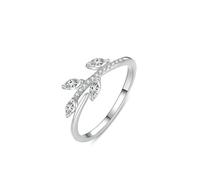 Gualiy Anillos de oro blanco de 9K/14K/18K para mujer, anillo de boda de oro blanco con moissanita, anillo de promesa de tamaño H 1/2-V 1/2, T 1/2, Oro blanco de 9 quilates, Moissanita