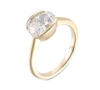 Gualiy Anillos para mujer de oro amarillo de 9/14/18 quilates, solitario de 1/2/3 quilates, forma ovalada, anillo de boda de moissanita, Oro amarillo de 9 quilates, Moissanita