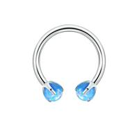 Gualiy Aro de nariz de calibre 16, anillo de nariz de titanio plateado con ópalo y ágata, piercing para el cuerpo, anillos de labios, aretes de cartílago de hélice, 1.2x6mmx4mm, Titanio, Ópalo